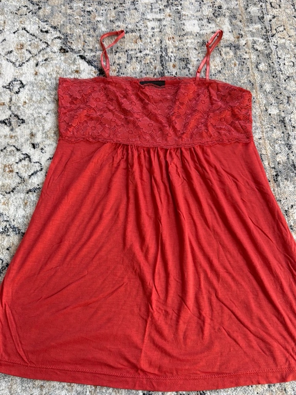 It's Our Time Red Lace-Trim Spaghetti Cami